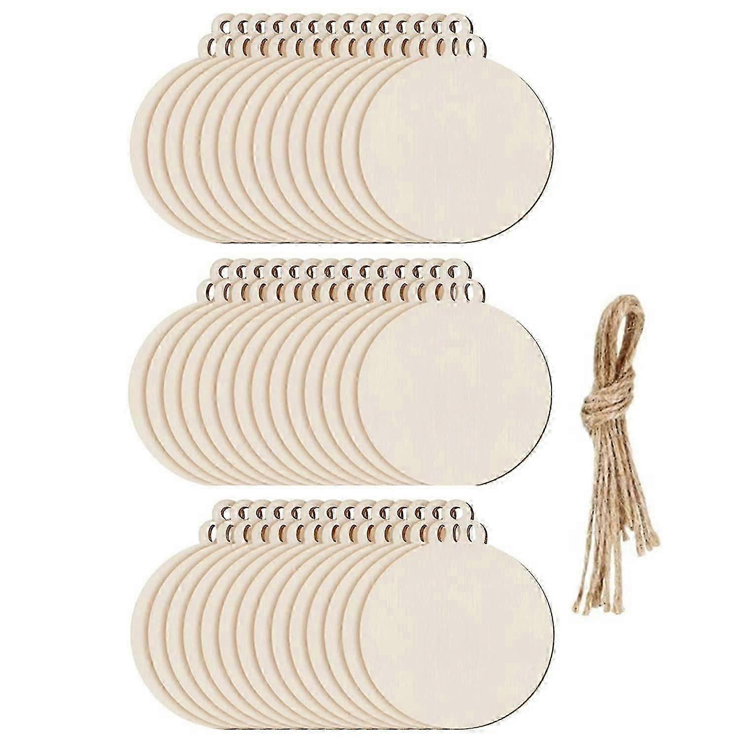 Pack Of 100 Round Wooden Christmas Baubles For Hanging With String For Christmas Tree Decoration