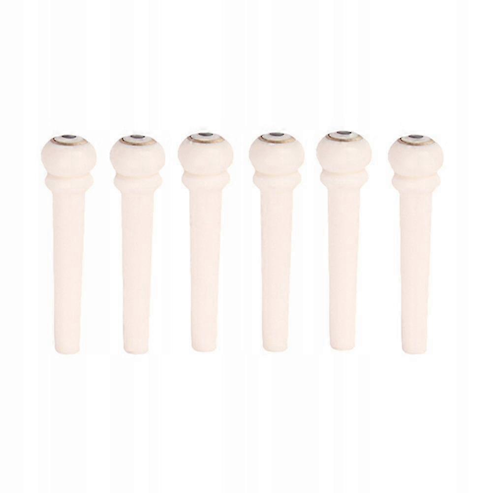 6pcs Bone Guitar Bridge With Brass Circle And Green Pearl Shell Dot String