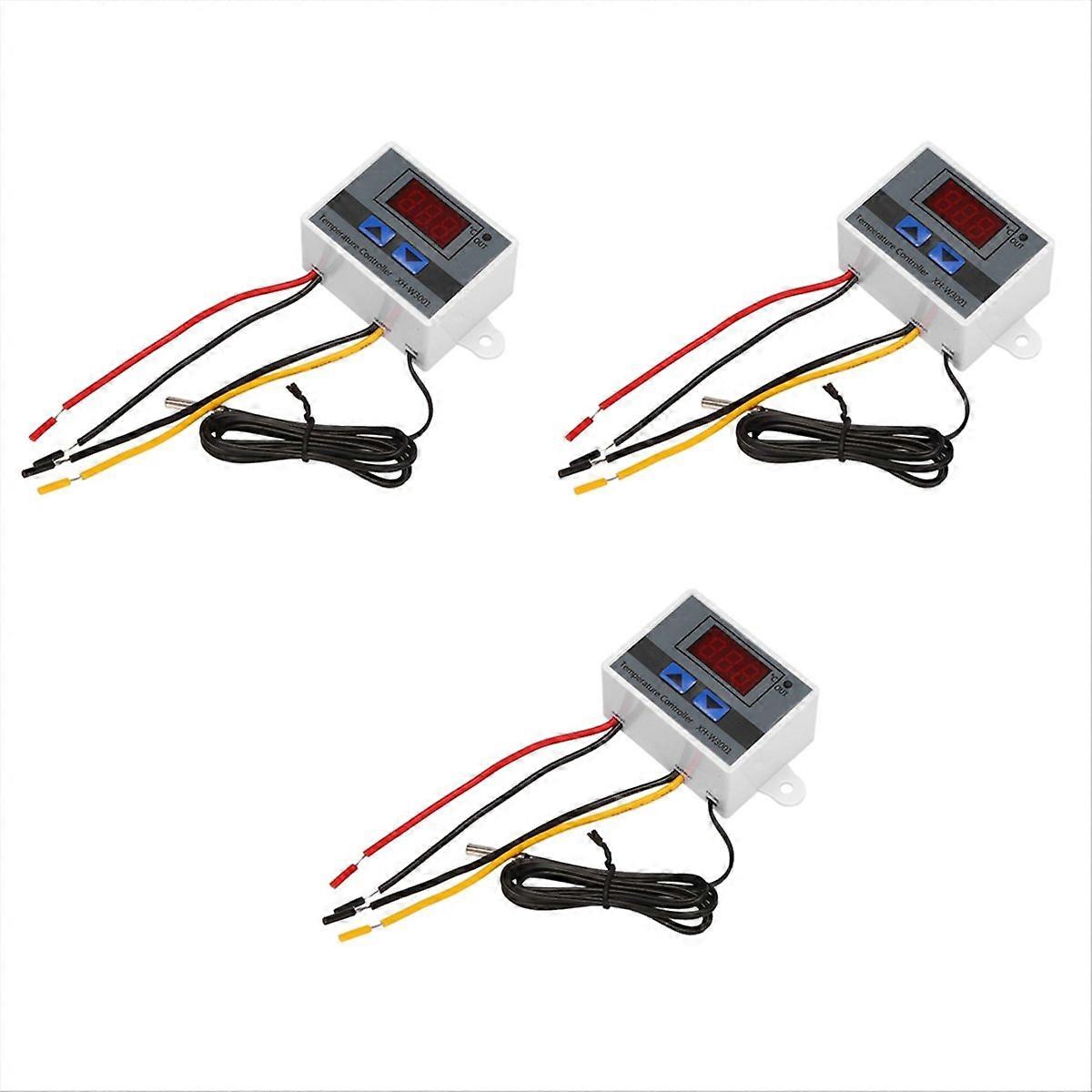 3X 220V Digital LED Temperature Controller 10A Thermostat Control with Switch Digital Display Incuba