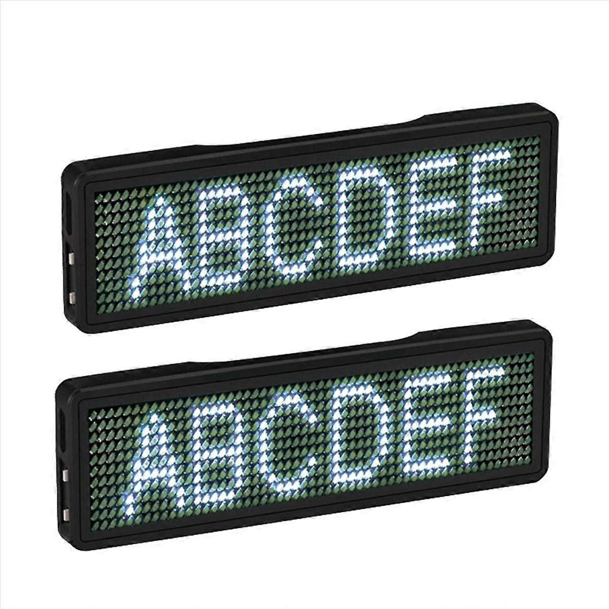 2X Bluetooth LED Name Badge Rechargeable Light Sign DIY Programmable Scrolling Message Board Display