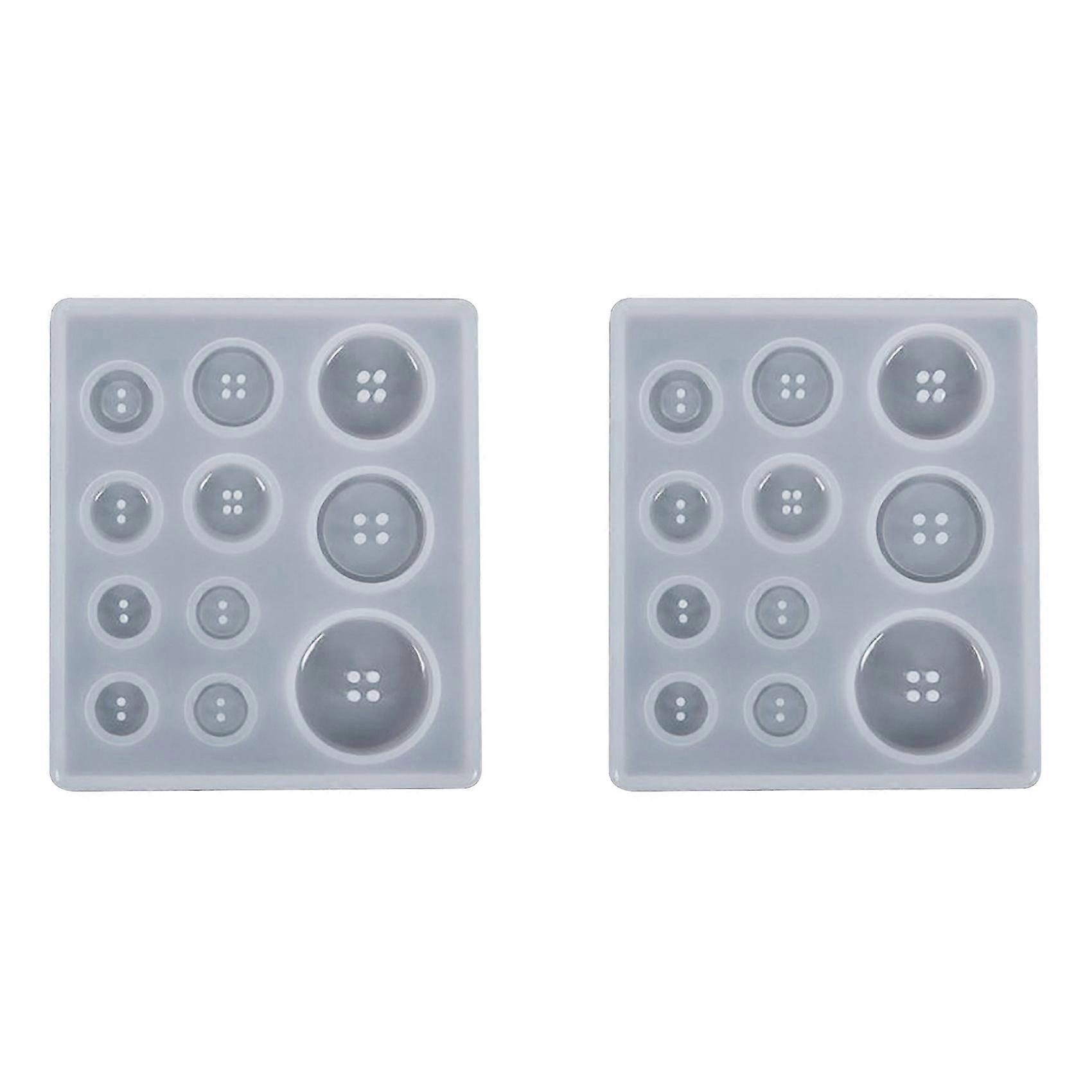 2X DIY Silicone Mold Resin Button Handmade Resin Mold with Hole Pendant Button Clay Epoxy Pendant fo