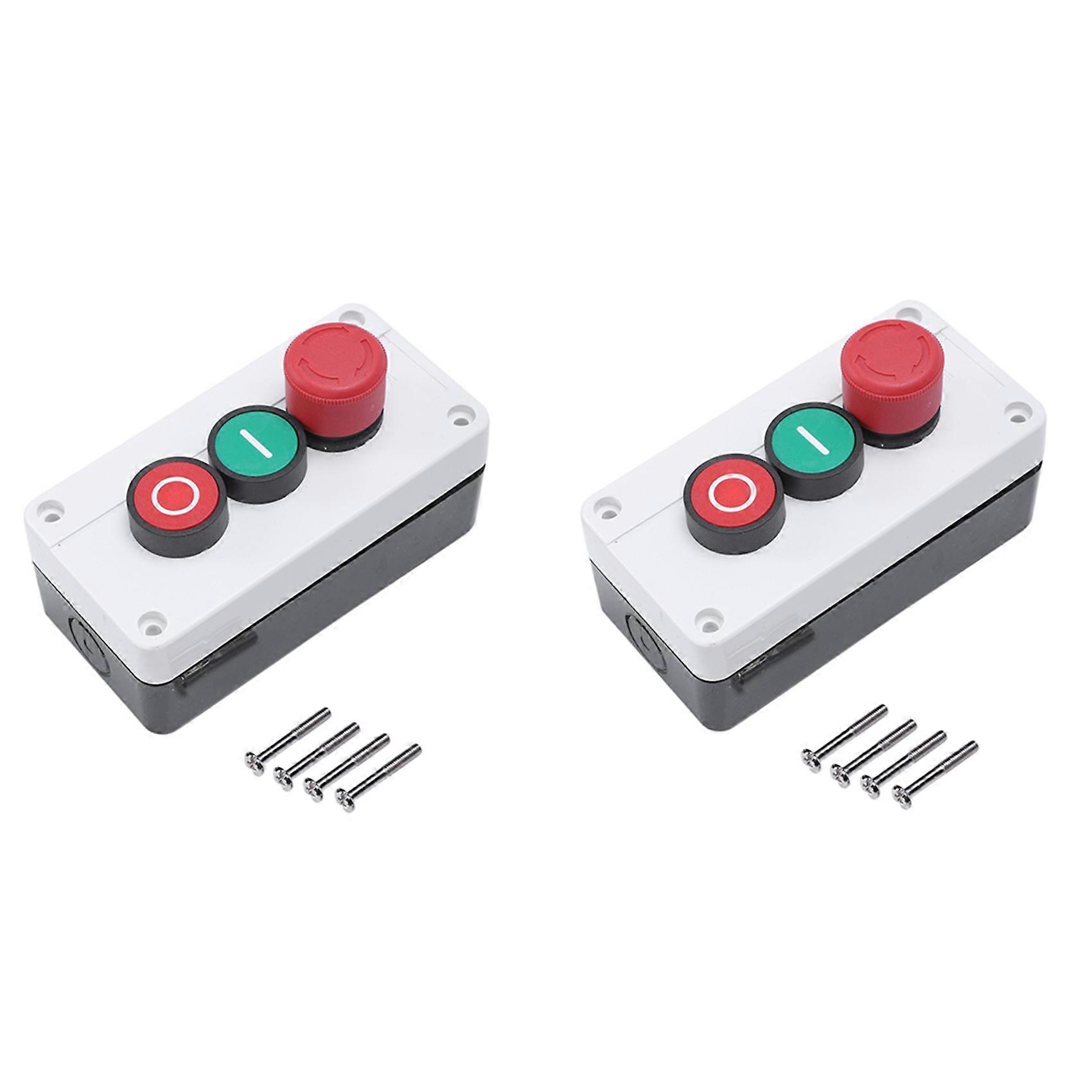 8X NC Emergency Stop NO Red Green Momentary Push Button Switch Station 600V 10A