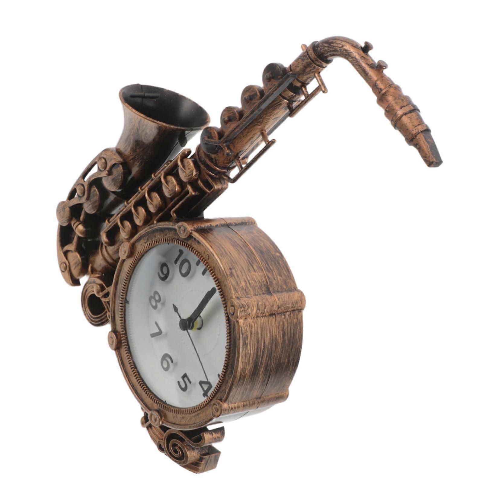 Vintage Saxophone Desk Clock Retro European Style Alarm for Home Office Table Decor