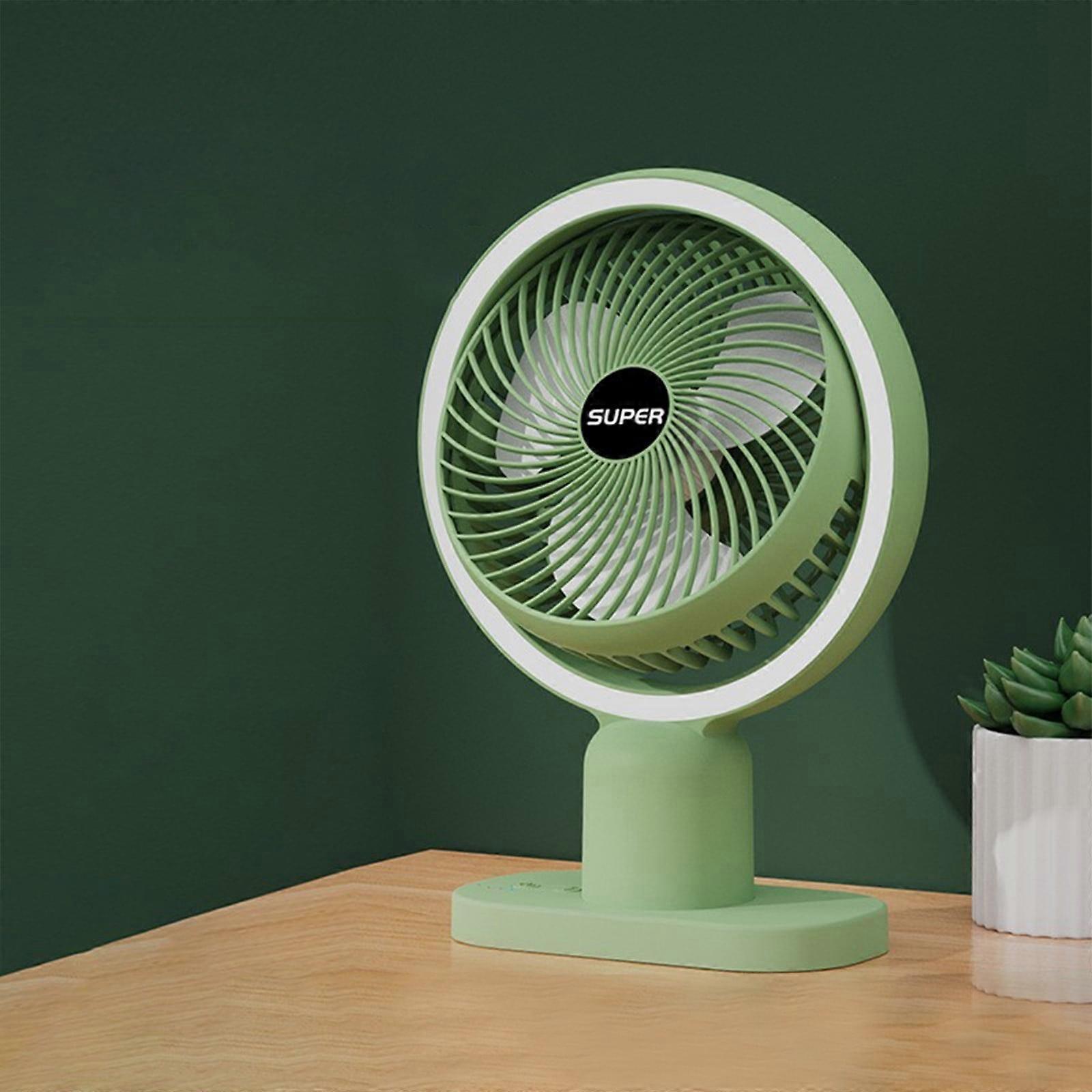 Kiplyki USB Desk Fan with Night Light, 3 Speeds, Quiet Portable Mini Fan, Rotation, Strong Wind, Compatible with Home Desktop Use