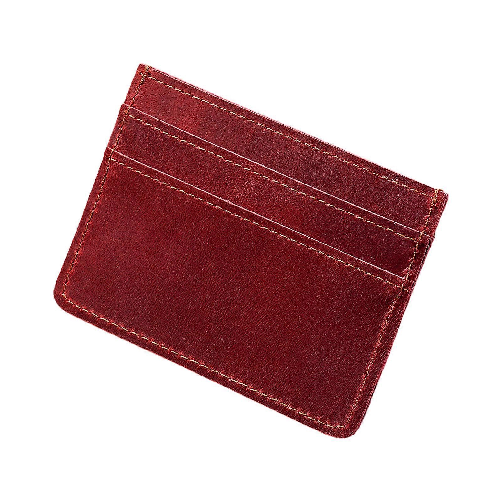 Slim Card Holder For Everyday Essential PU Leather Wallet Purse Holds Multiple Card For Business Travel And Commuting  Claret