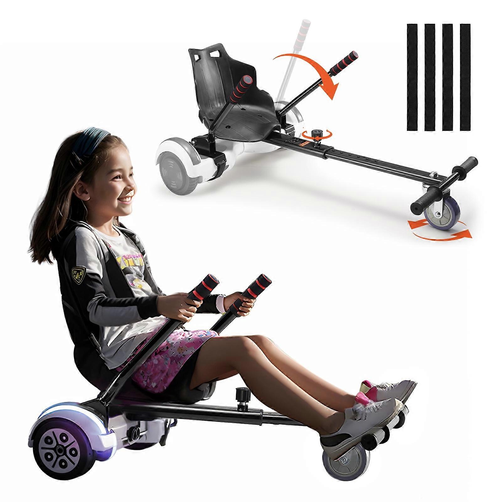 SKYSHALO Hoverboard Kart Seat, Adjustable Frame for 6.5" 8" 8.5" 10" Hoverboard, Compatible with Self Balancing Scooter, Black