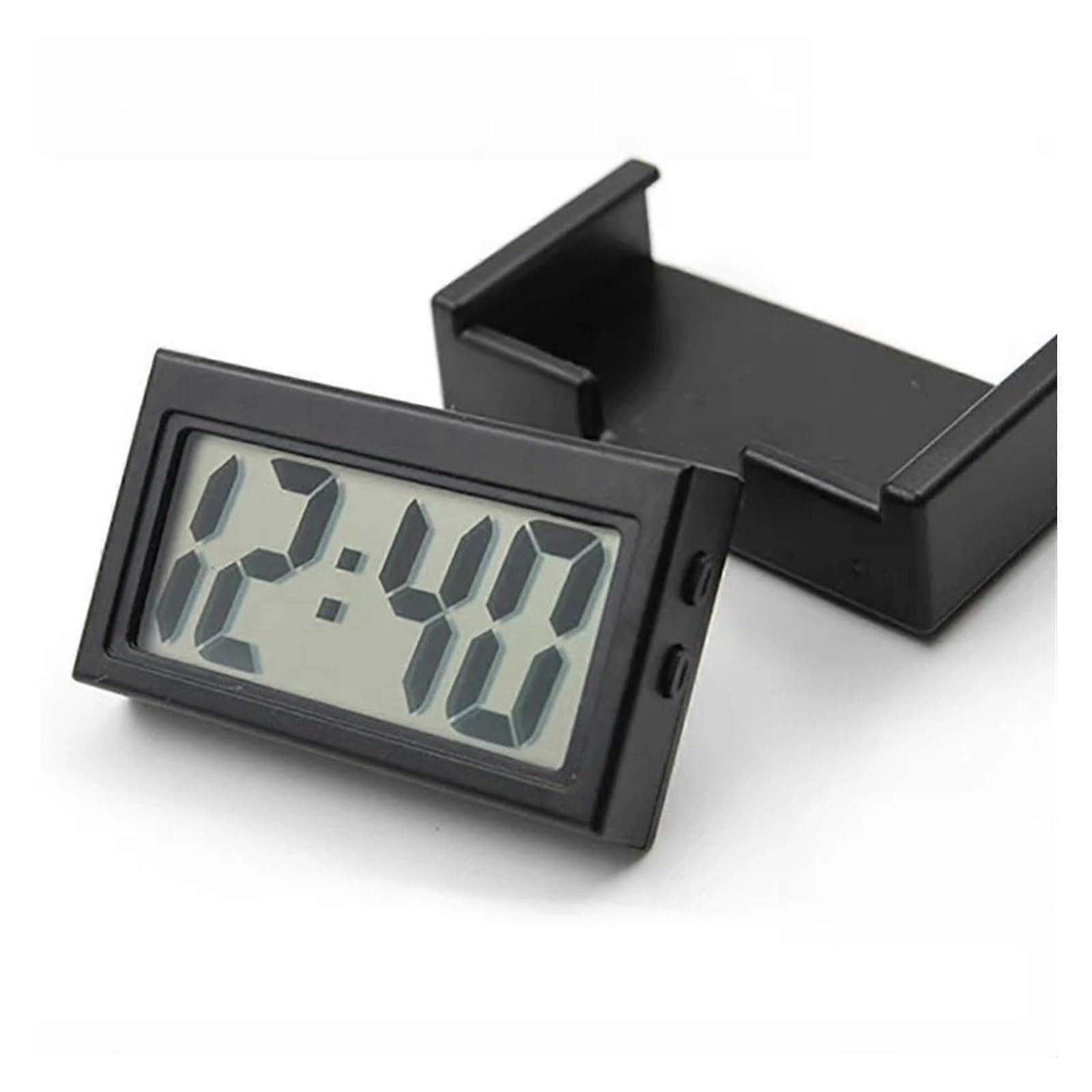 Car Digital Clock with Clear LCD Display for Dashboard or Air Vent, Battery Operated