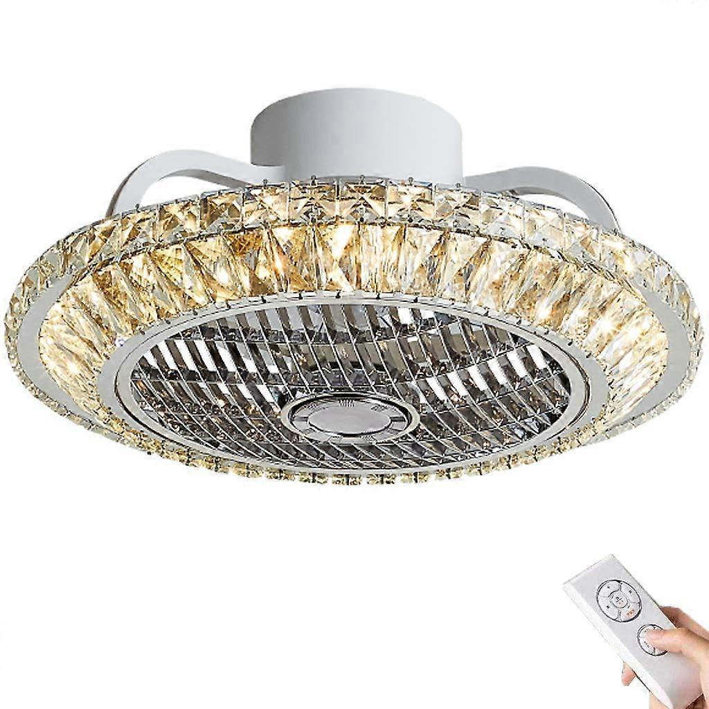 LED Crystal Ceiling Fan With Light Remote And App Control, Modern Dimmable Lamp Model 1#, Adjustable Wind Speed