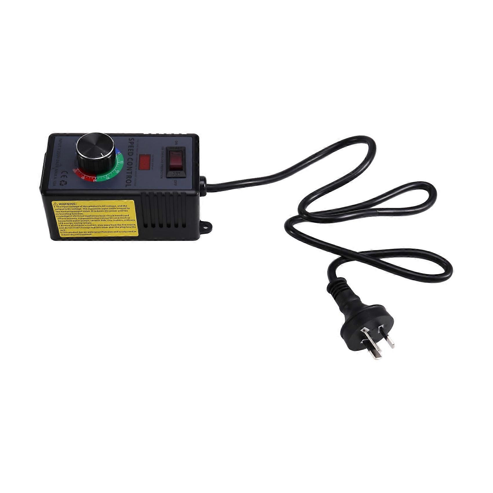 AC Motor Speed Controller 10A 0-220VAC Output AC220-240V Variable Fan Speed Regulator with Overload Protection AU PLUG