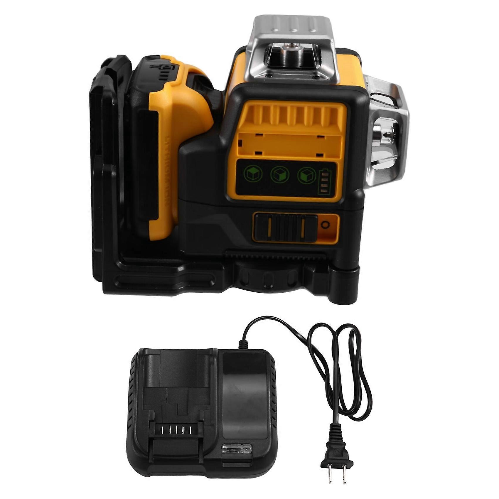 12V Laser Level 12-Line Laser Level High Precision Strong Light Fine Line 3D Green Level Can Play Diagonal Line US Plug