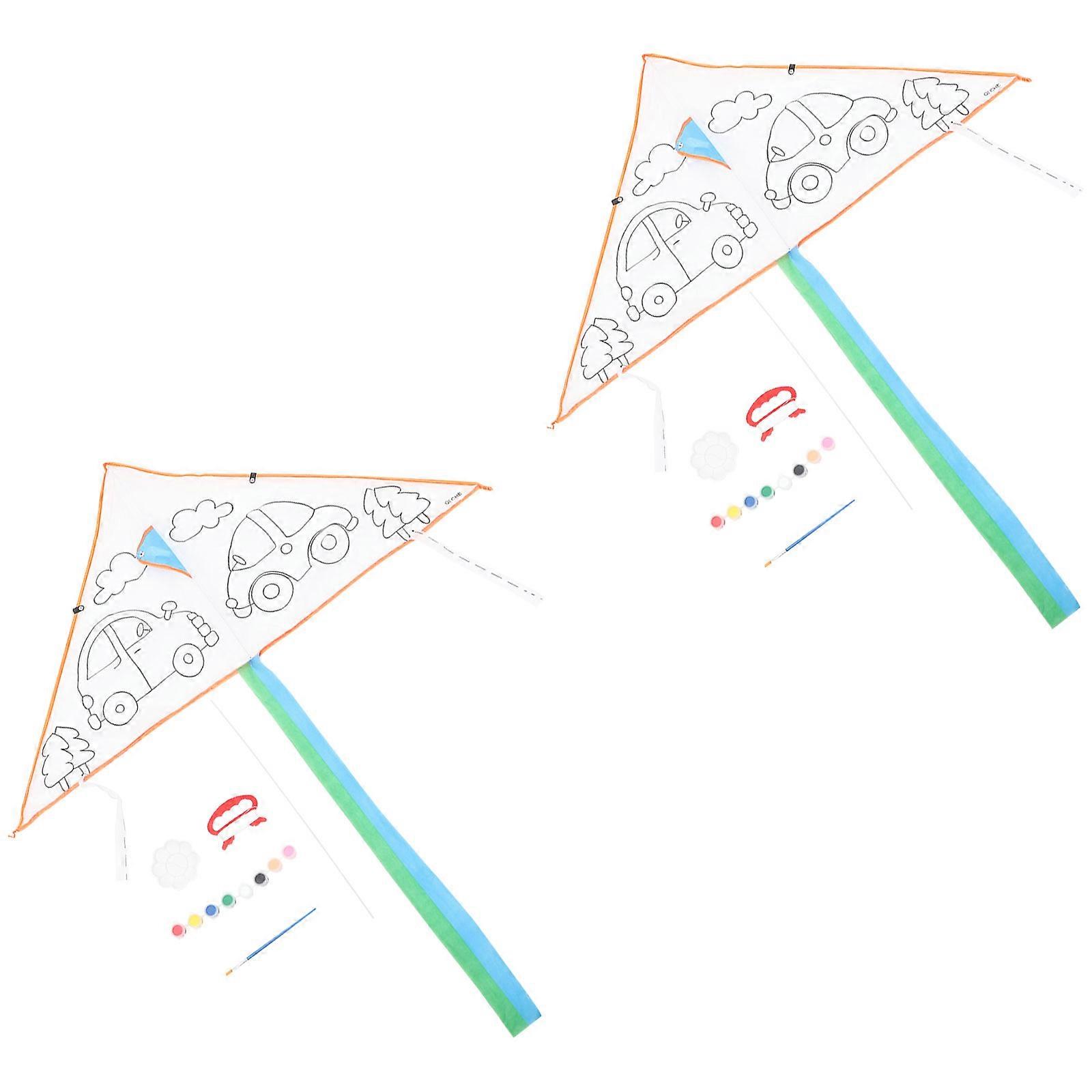 DIY Blank Kite Toy for Kids Creative Painting 2Sets Polyester