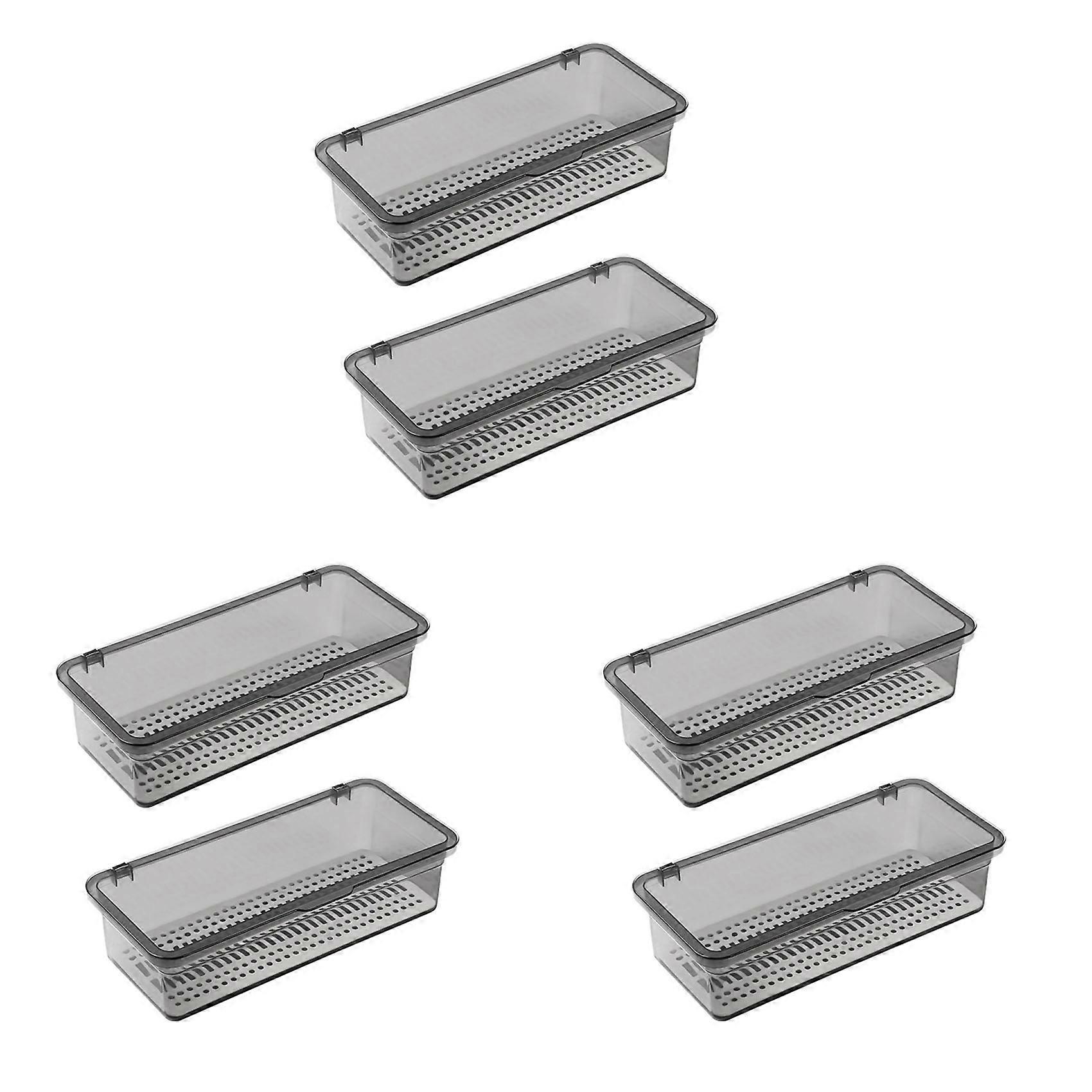 6X Flatware Tray with Lid,Utensil Storage with Lid Plastic Cutlery Tray,Cutlery Drawer Organizer Utensil ContainerB