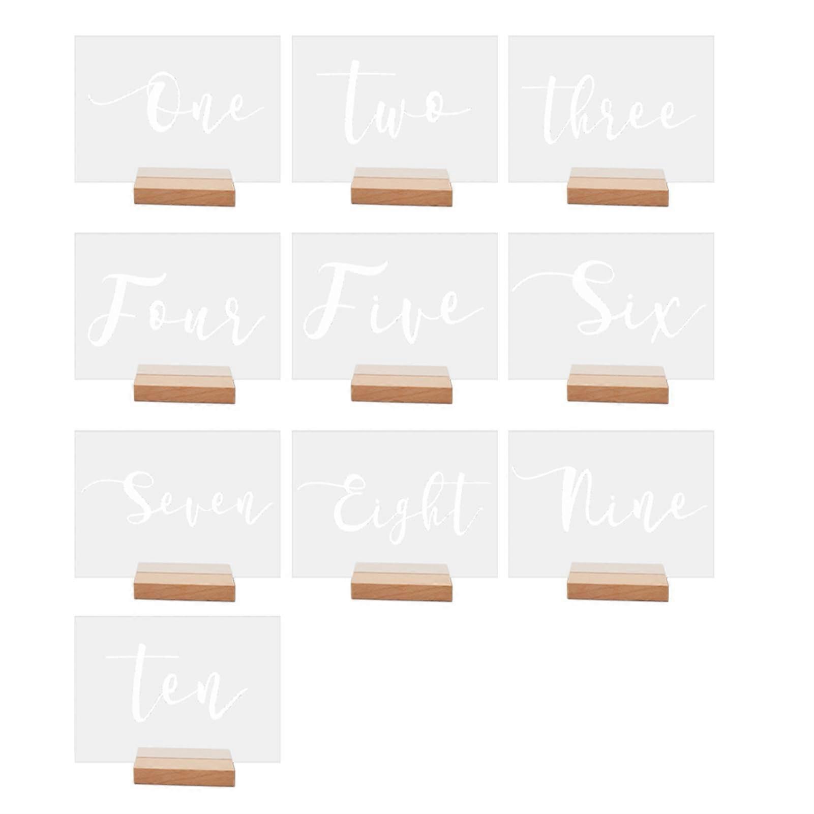 10 Sets Acrylic Table Number Signs 110 with Stands, Clear Reserved Signs for Weddings and Events