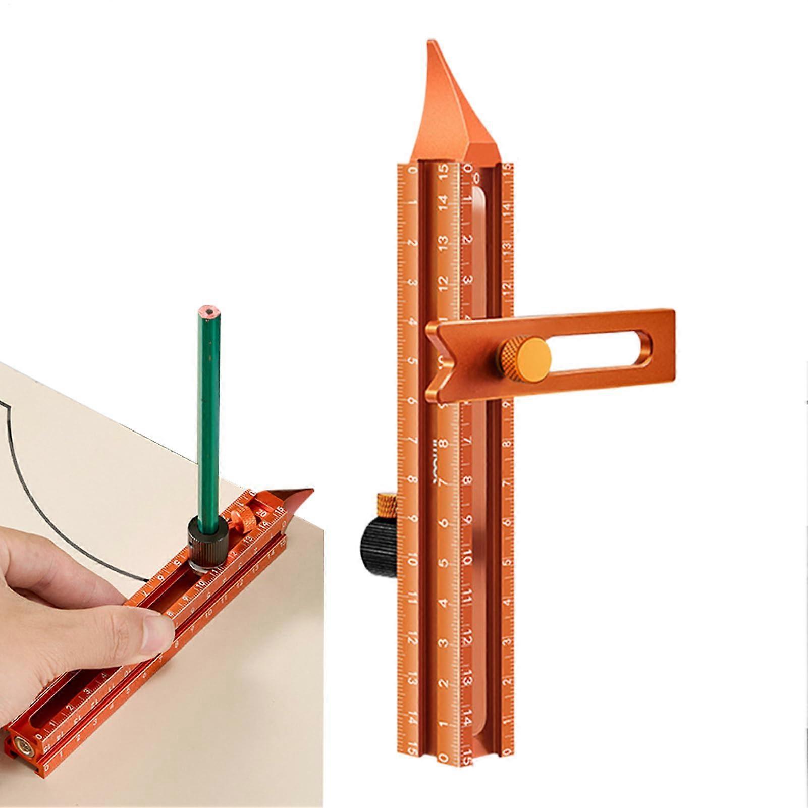 Woodworking Precision Ruler with Magnetic Base, 360° Carpenter Measuring Tool for DualLine Cutting