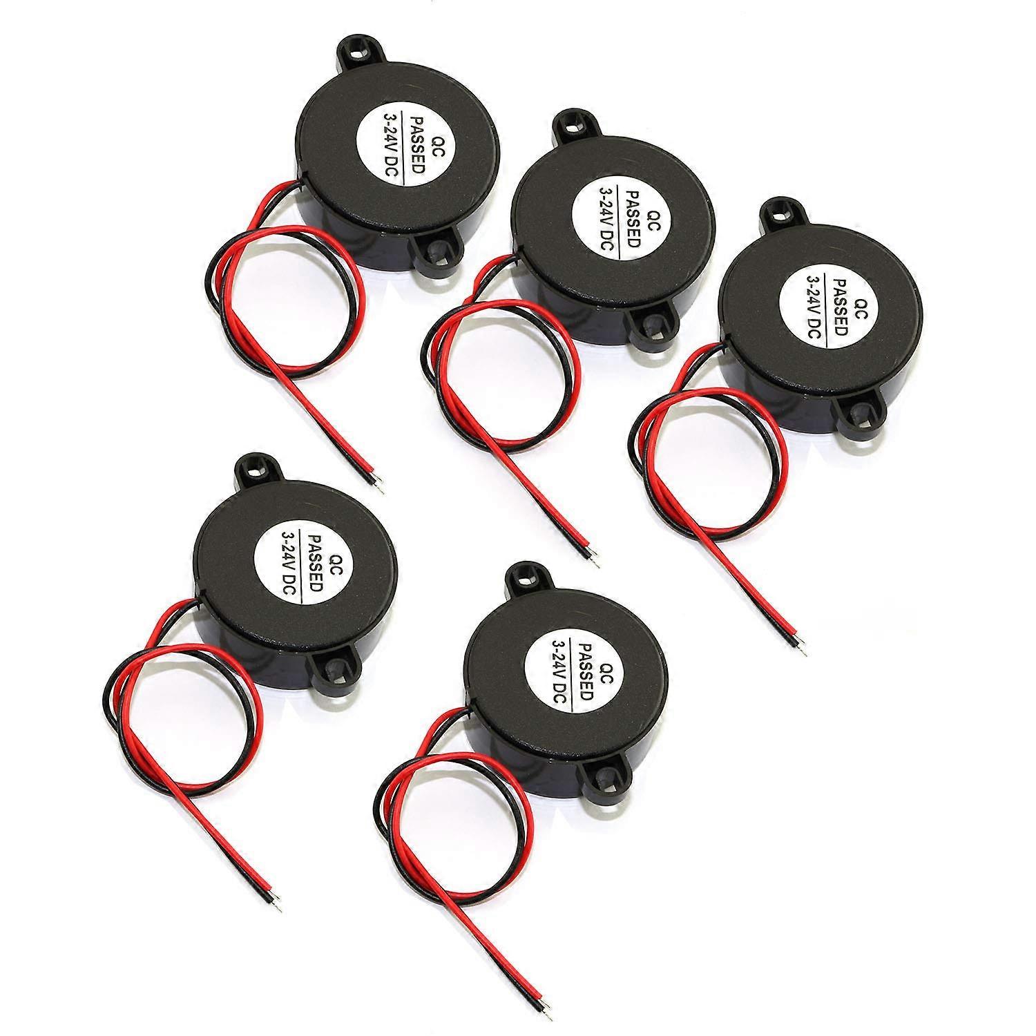 5Pack DC 324V Piezo Buzzer 85dB Loud Sound Alert Electronic Alarm for Car and DIY