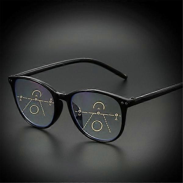 Progressive Multifocal Reading Glasses with Blue Light Filter for Computer - Black【GKS】 Black Strength 2.0