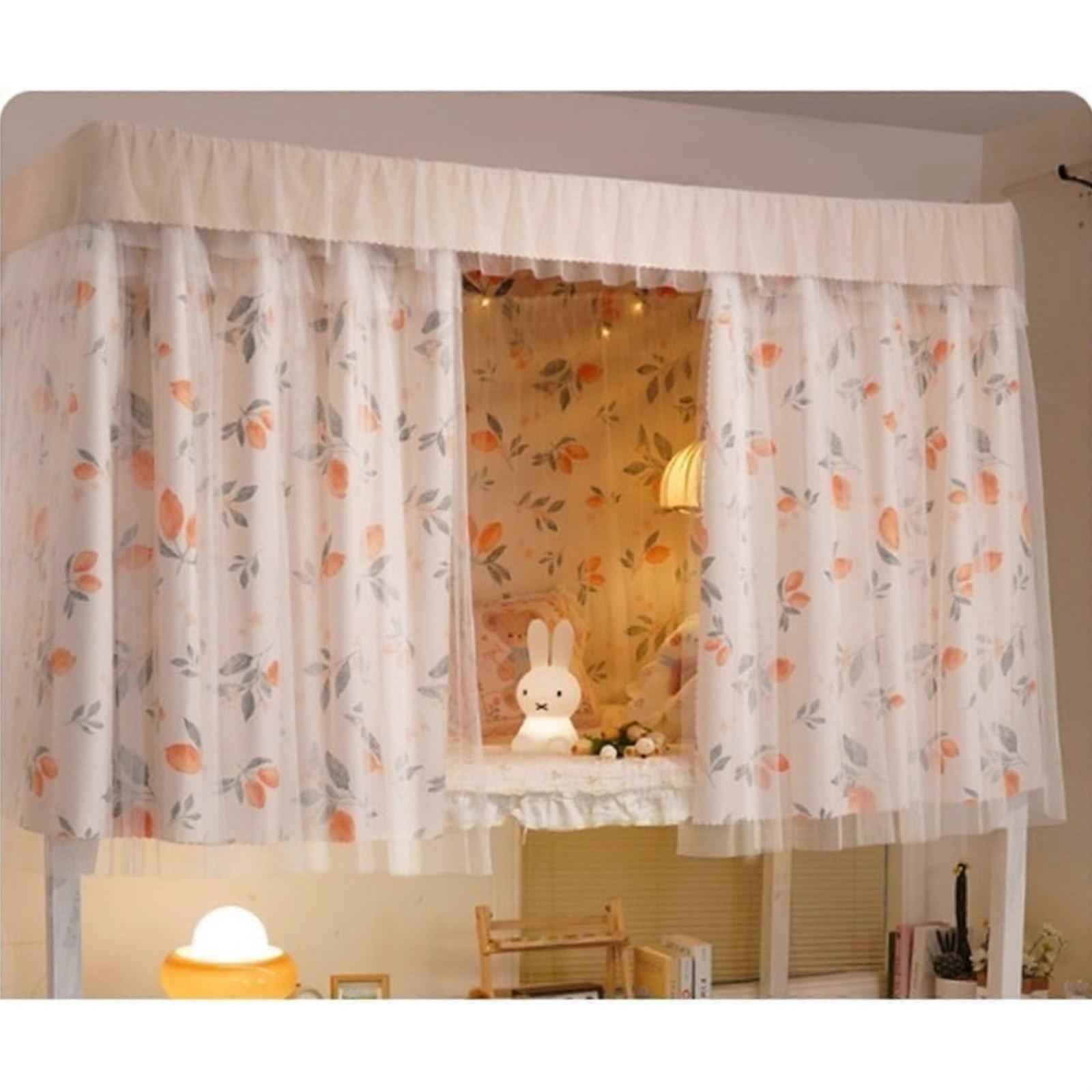 Bunk Bed Curtains with Privacy Protection and Light Blocking for Dormitory Students, Lemon, 2pcs