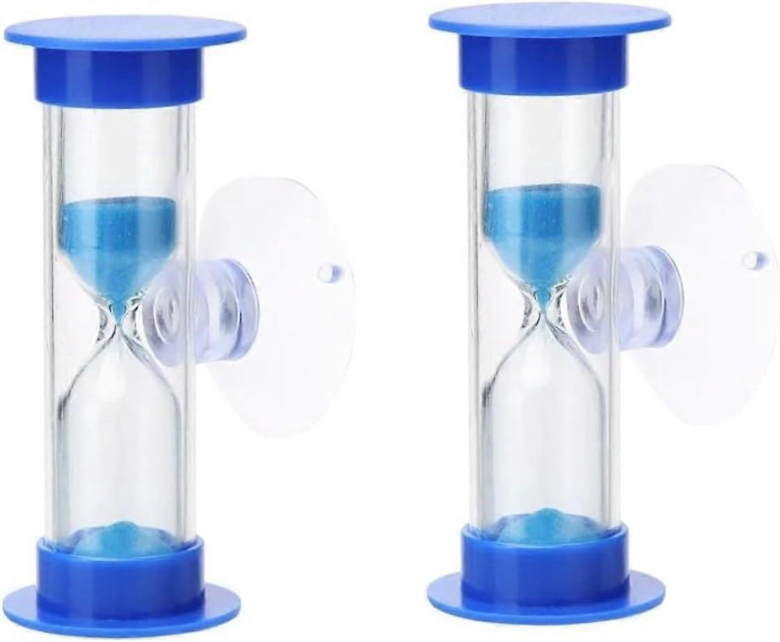 2Pcs Blue 2 Minute Toothbrush Timer with Strong Suction Cup for Kids Bathroom Sand Clock
