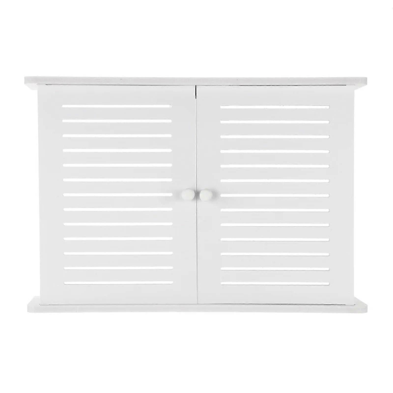 WiFi Router Storage Box Wall Mounted Wood Plastic Shelf Cable Organizer SpaceSaving White