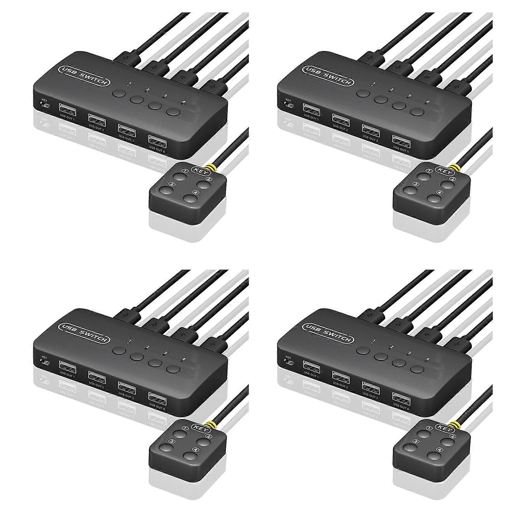4X USB Switch Shared Controller Adapter 4 Inputs 4 Outputs for Laptop Computer Printer Keyboard Mouse Monitor