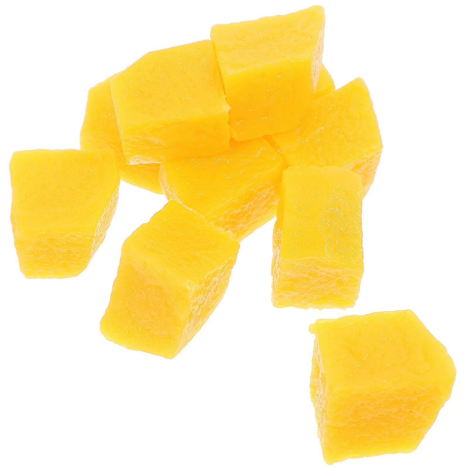 Simulation Mango Slice Model for Decor 10Pcs Artificial Yellow PVC Fruit Props