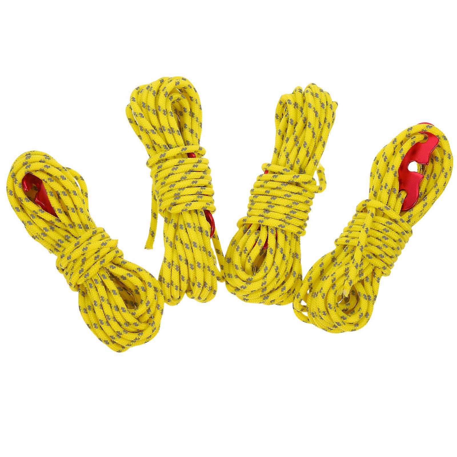 Camping Tent Reflective Rope Yellow with 8Pcs Rope Hook Set