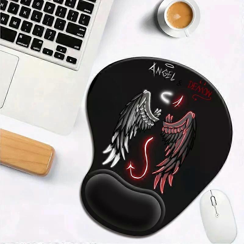 Devil Angel Wings Pattern Creative Design Mouse Pad with Wrist Rest, Ergonomic, Comfortable Non-slip Base Mouse Pad,