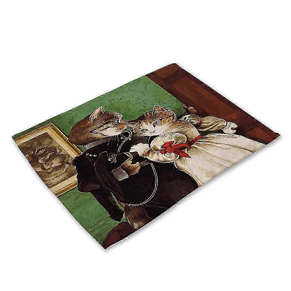 Beautiful Cartoon Cat Print Pattern Heat Insulation Placemat Tableware Table Mat (MA0021-13)