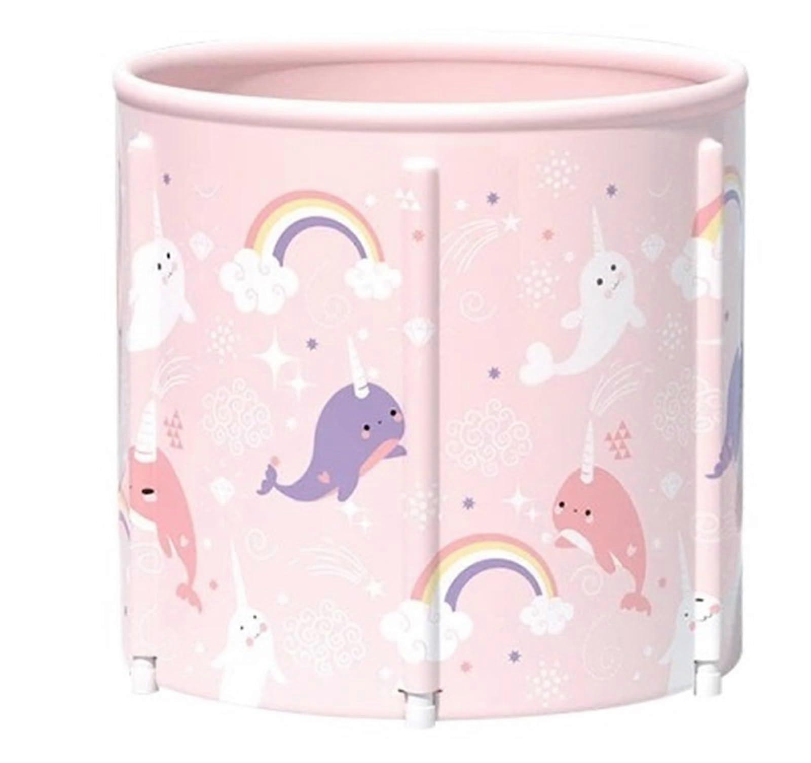 Foldable Bathtub for Small Spaces with Comfortable Soaking Depth, Pink Portable Design