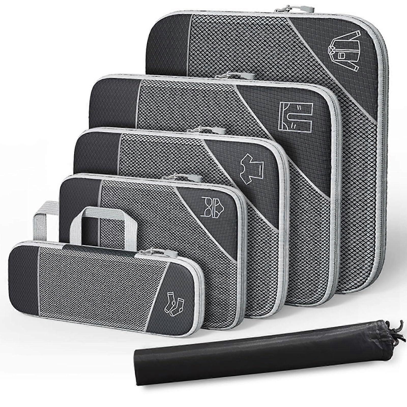 Travel Compression Packing Cubes Set SpaceSaving Mesh Luggage Organizer MultiColor Suitcase Storage