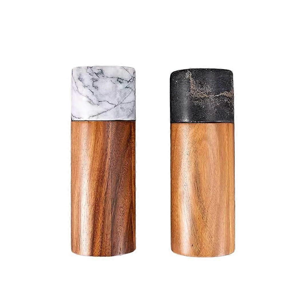 Salt and Pepper Grinder Set with Adjustable Ceramic Core, Refillable Marble Mills for Kitchen