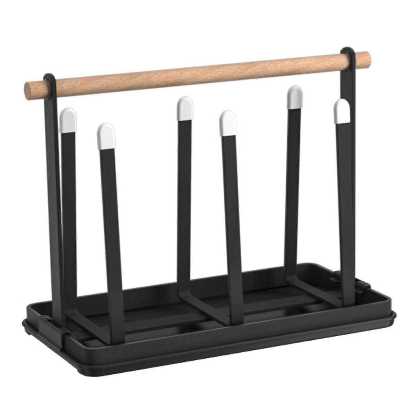 Bottle Drying Rack for 6 Cups and Mugs, UpsideDown Design with Removable Drain Tray, SpaceSaving