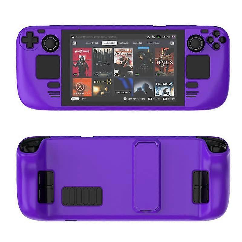 Protective Case Hard Shell with Stand Drop Protection Grip Ergonomic Design Dark Purple for Steam Deck