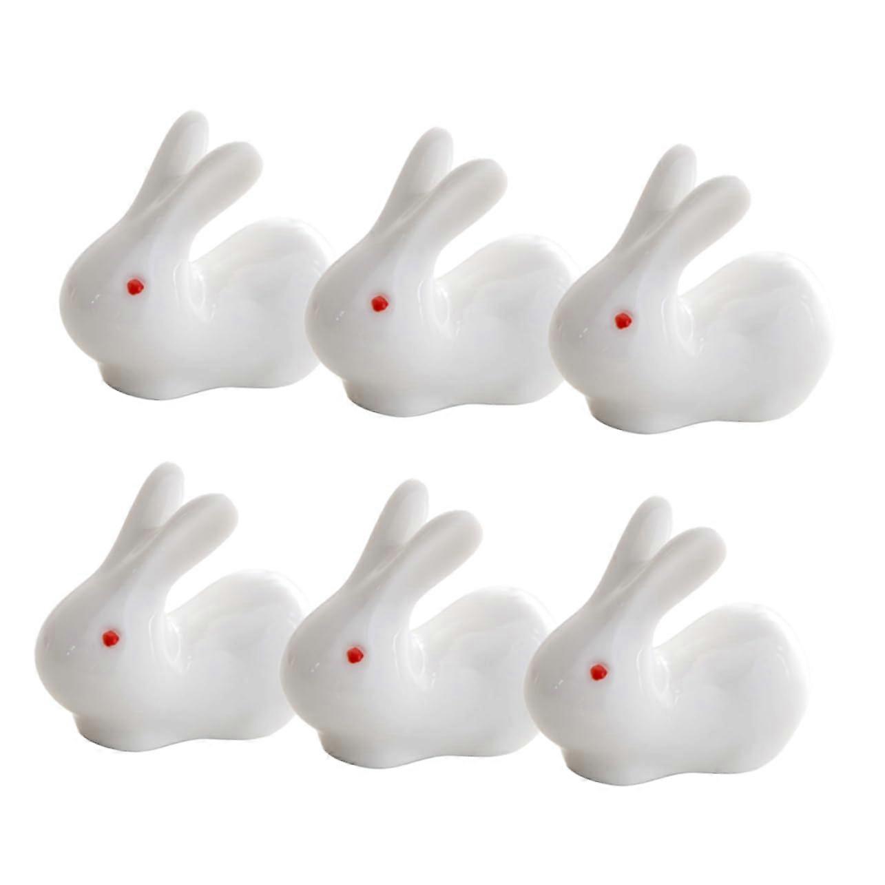 6pcs Rabbit Ceramic Chopstick Rest Holder Set Elegant Design for Dining Table and Banquet