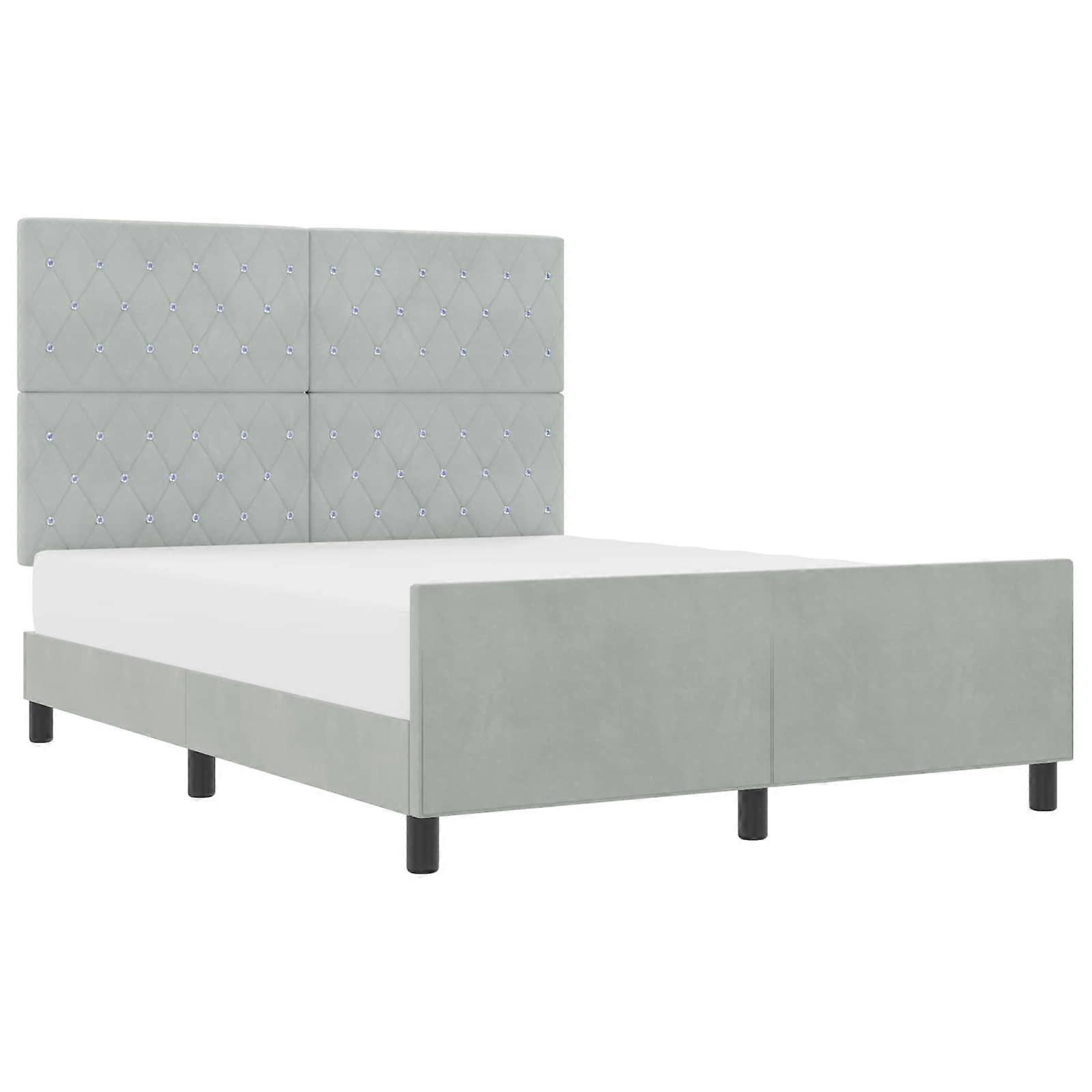 vidaXL Boxspringbed met hoofdeinde Lichtgrijs 140 x 200 cm Fluweel