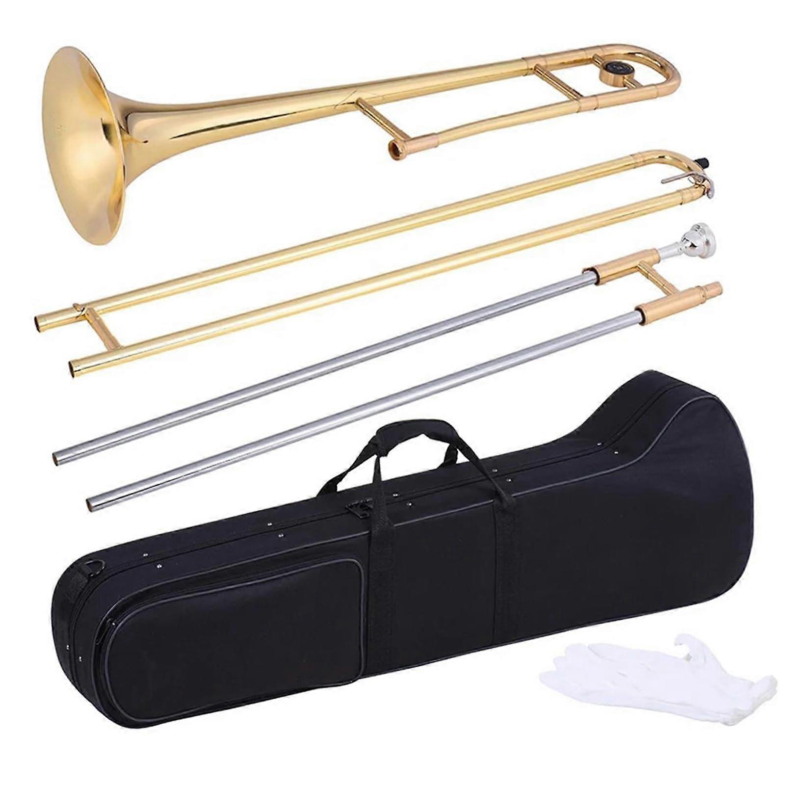 Alto Trombone Bb Tone Brass Gold Lacquer BeginnerFriendly Durable for Practice and Performance