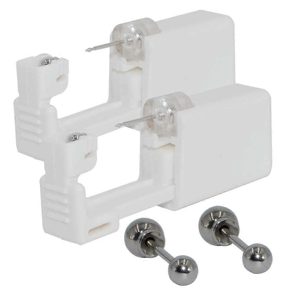 2 Pack Sterile Disposable Ear Piercing Gun Kit with 3mm Silver Ball Studs