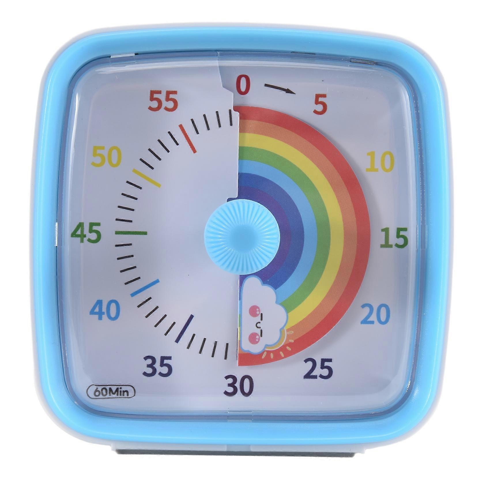 60-Minute Visual Timer with Night Light, Countdown Timer,Pomodoro Timer with Rainbow Pattern for Kids and Adults Blue
