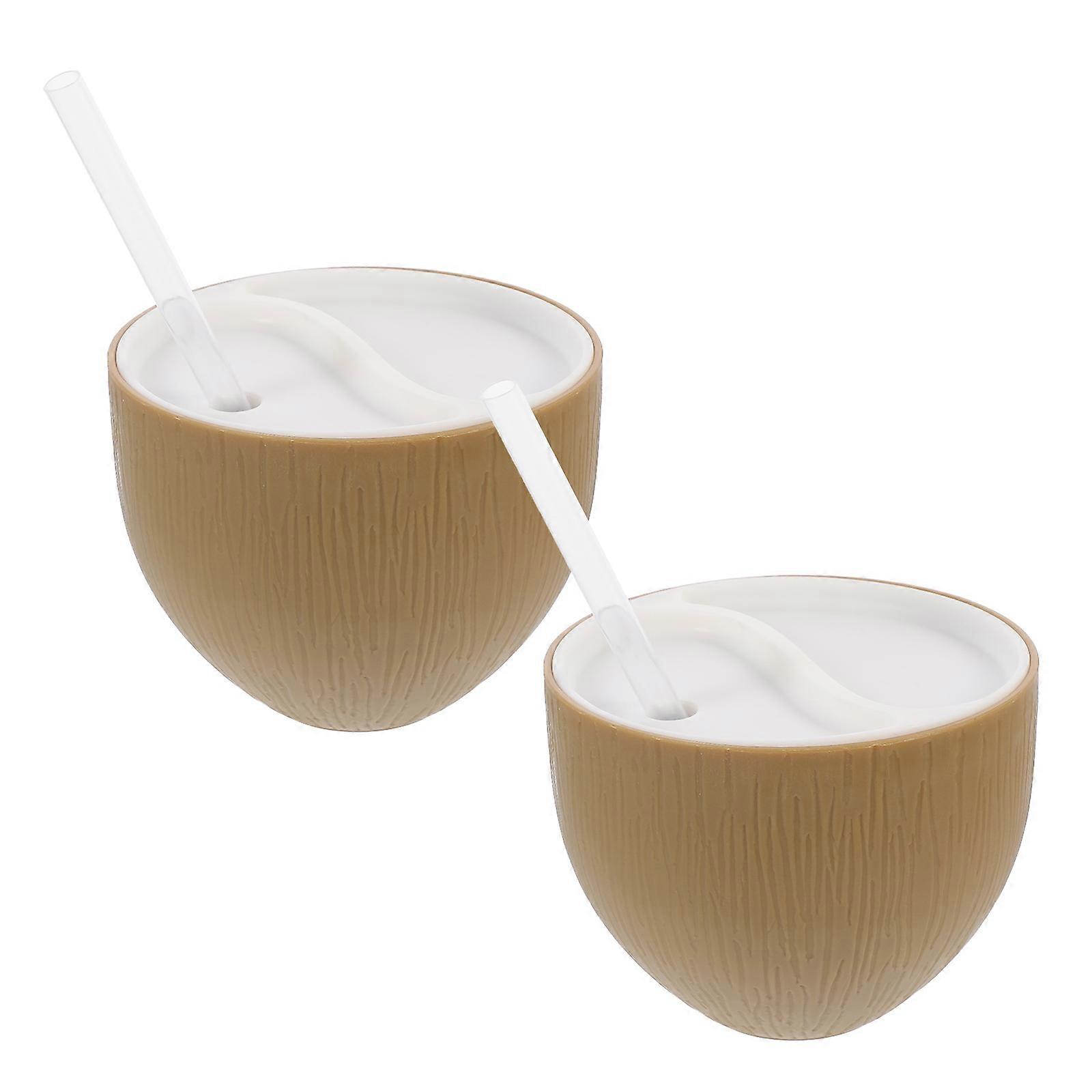 Coconut Sippy Cup Disposable for Drinking Use 2Pcs Party Cups with Lid