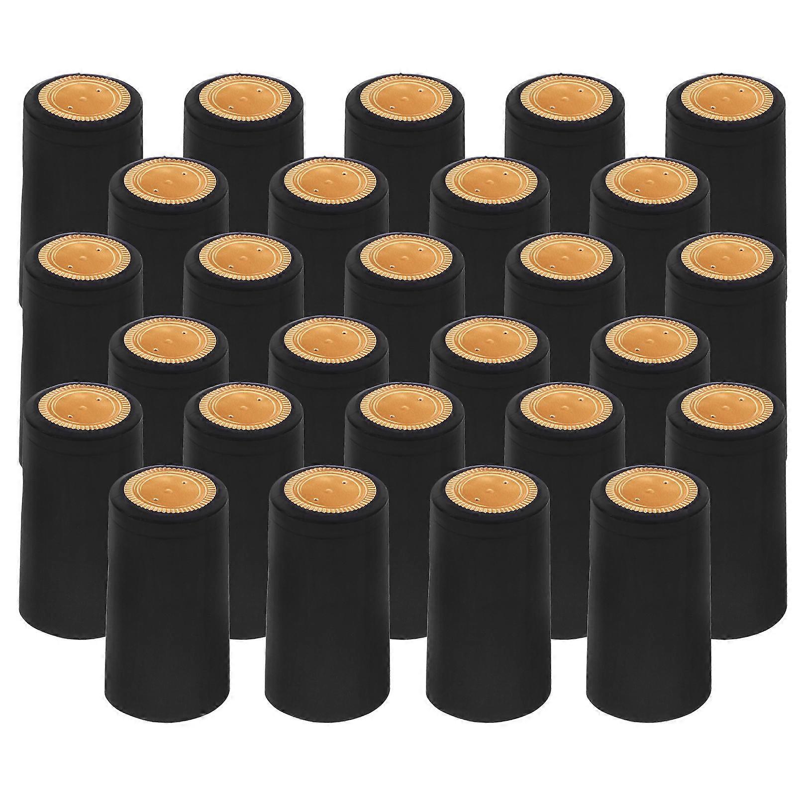 Black Heat Shrink Capsules Caps for Wrapping Use 60Pcs
