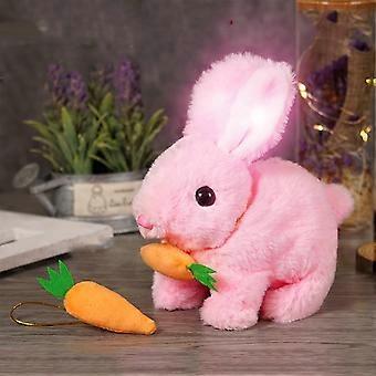 Realistic Bunny Toy with Sounds and Movements, Handmade Interactive Plush Red and Carrot