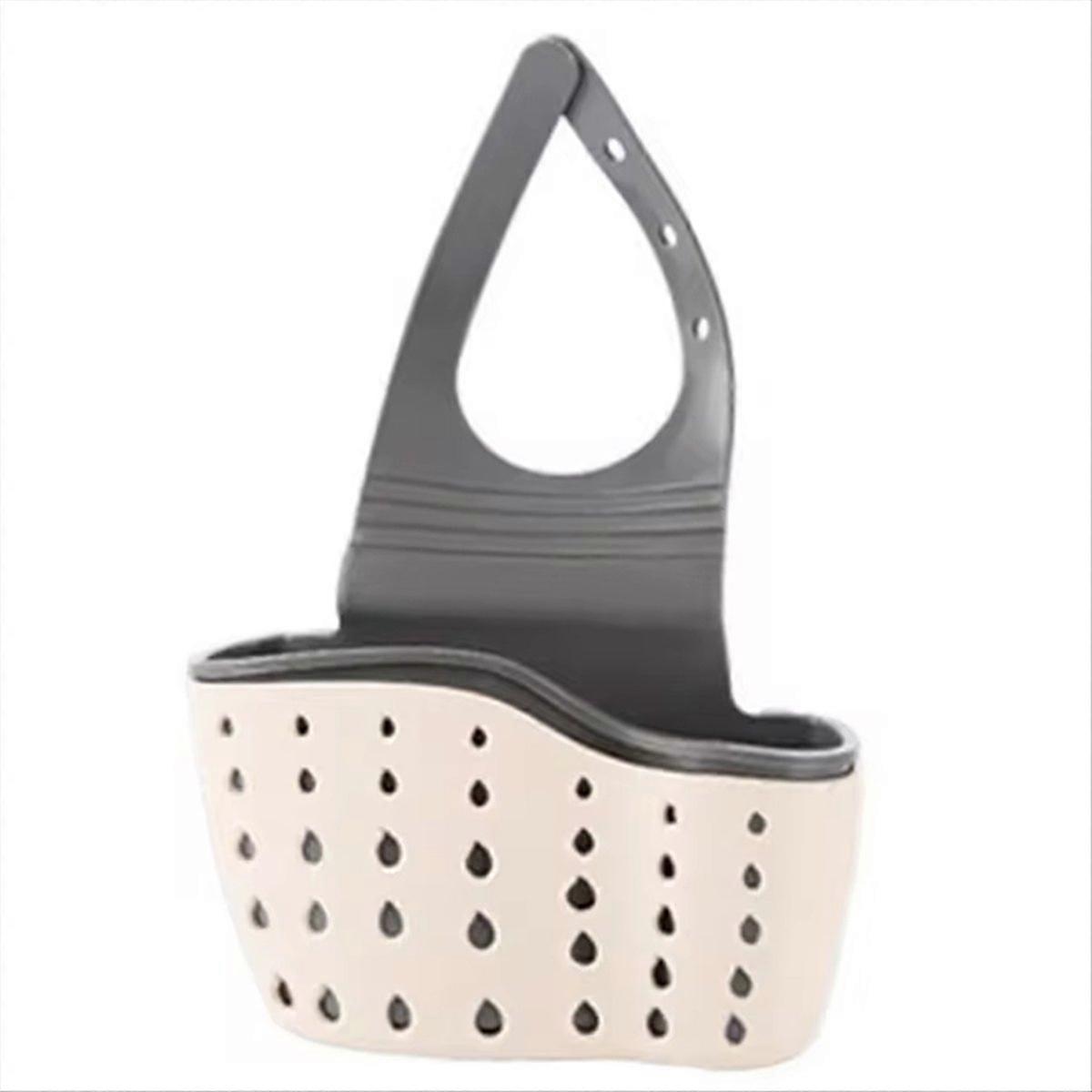 Household Storage Basket Kitchen Sink Shelf Adjustable Beige