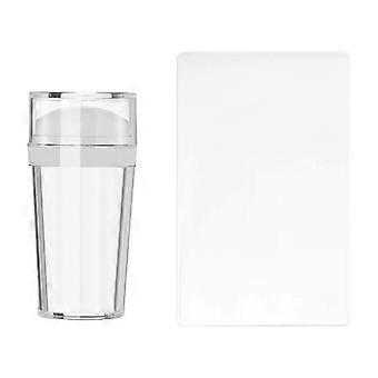 Clear Silicone Nail Art Stamper with Scraper for Precise Pattern Transfer and Visible Design Alignment