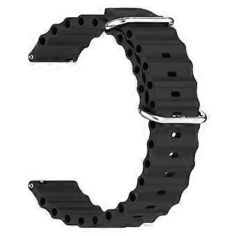 Silicone Watch Band for Skagen Falster Skt5113, Quick Release Black Ocean Style Replacement Strap