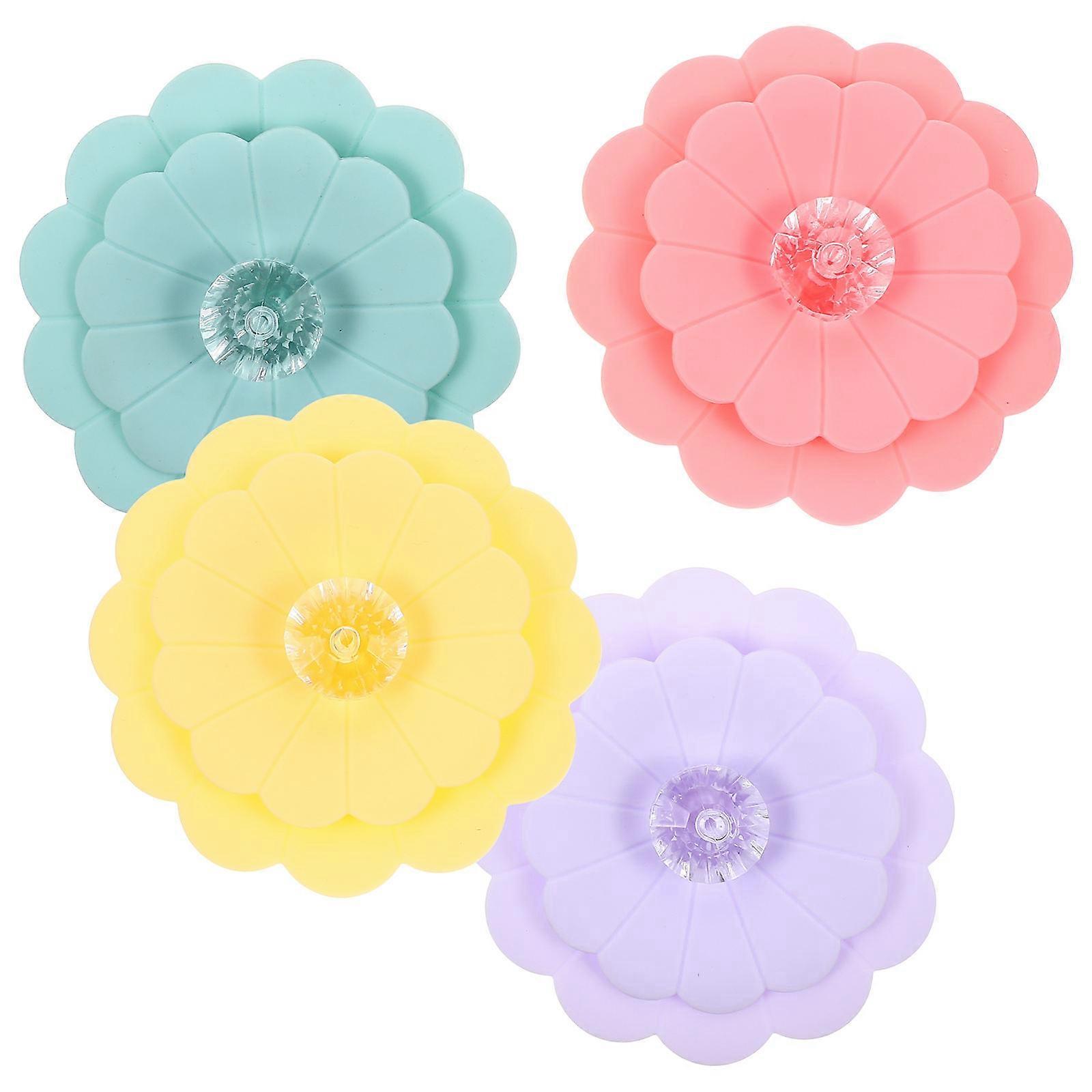Flower Shape Silicone Mug Cover for Leak-Proof Function 4Pcs Set