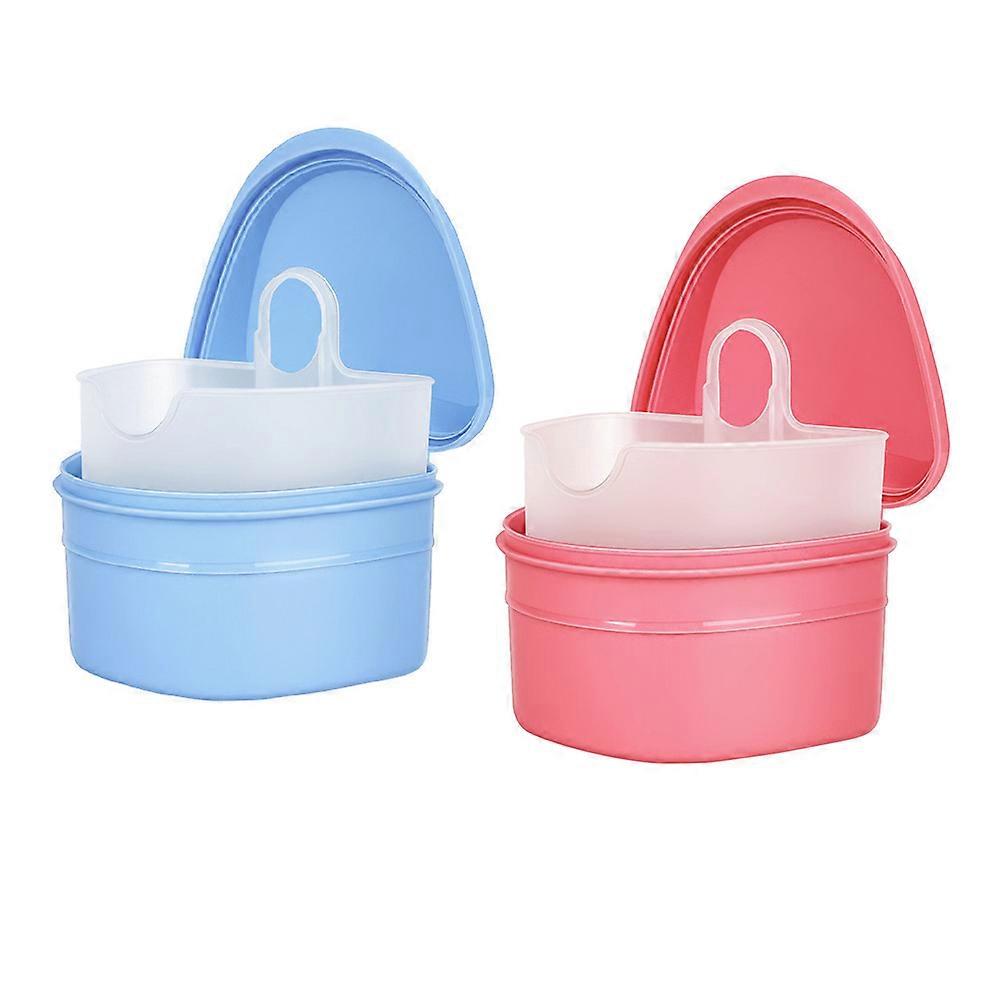 Denture for Cleaning with Filter Hole Compact Denture Storage Case Pink