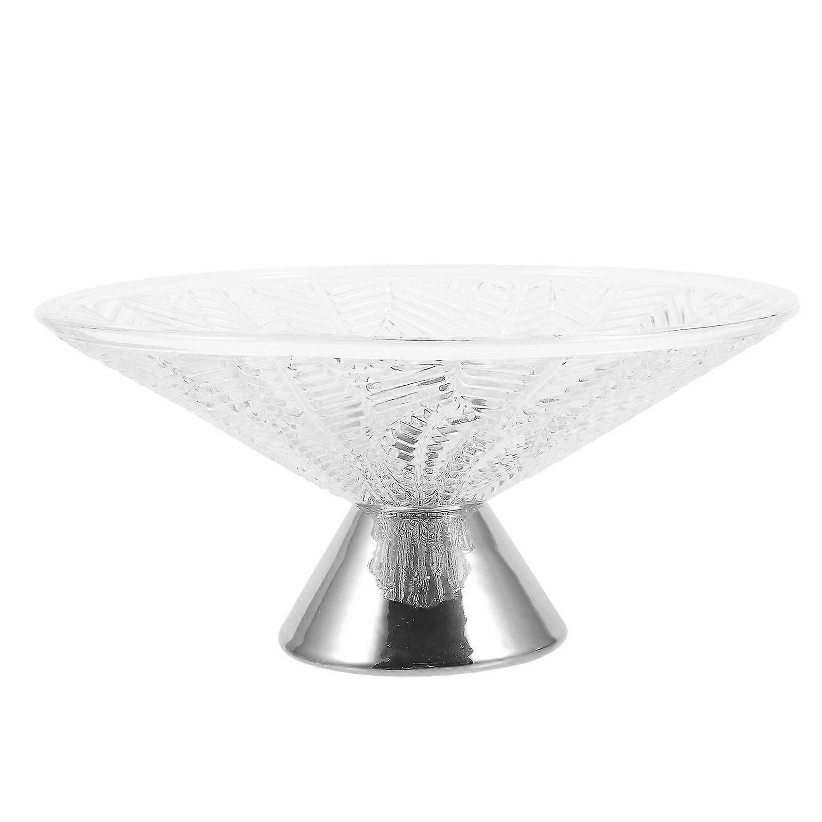 Footed Silver Fruit Bowl for Multi-Function Serving 1 Piece Glass Tray