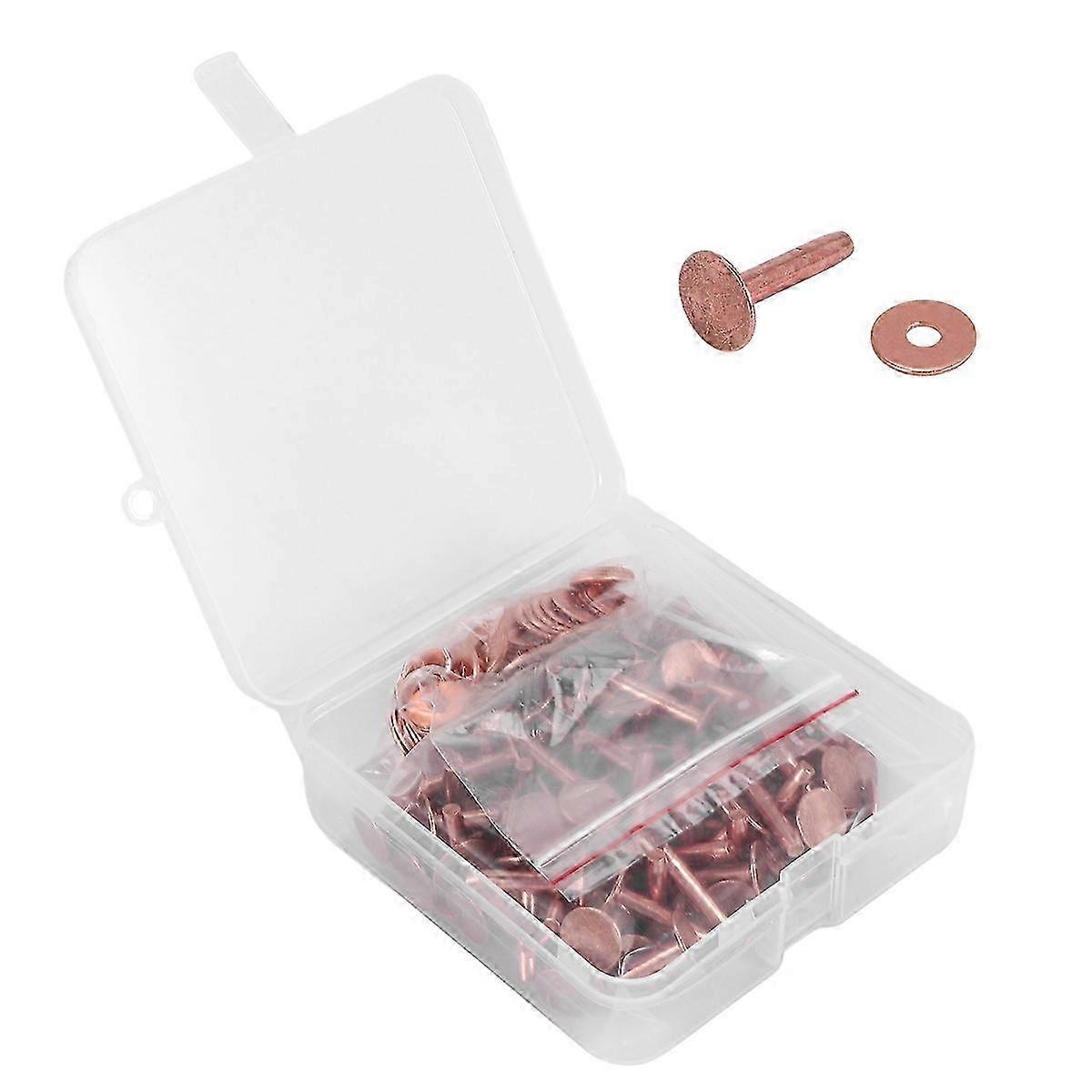100 Sets Copper Rivets and Washers Leather Rivet compatible with Wallets Collars