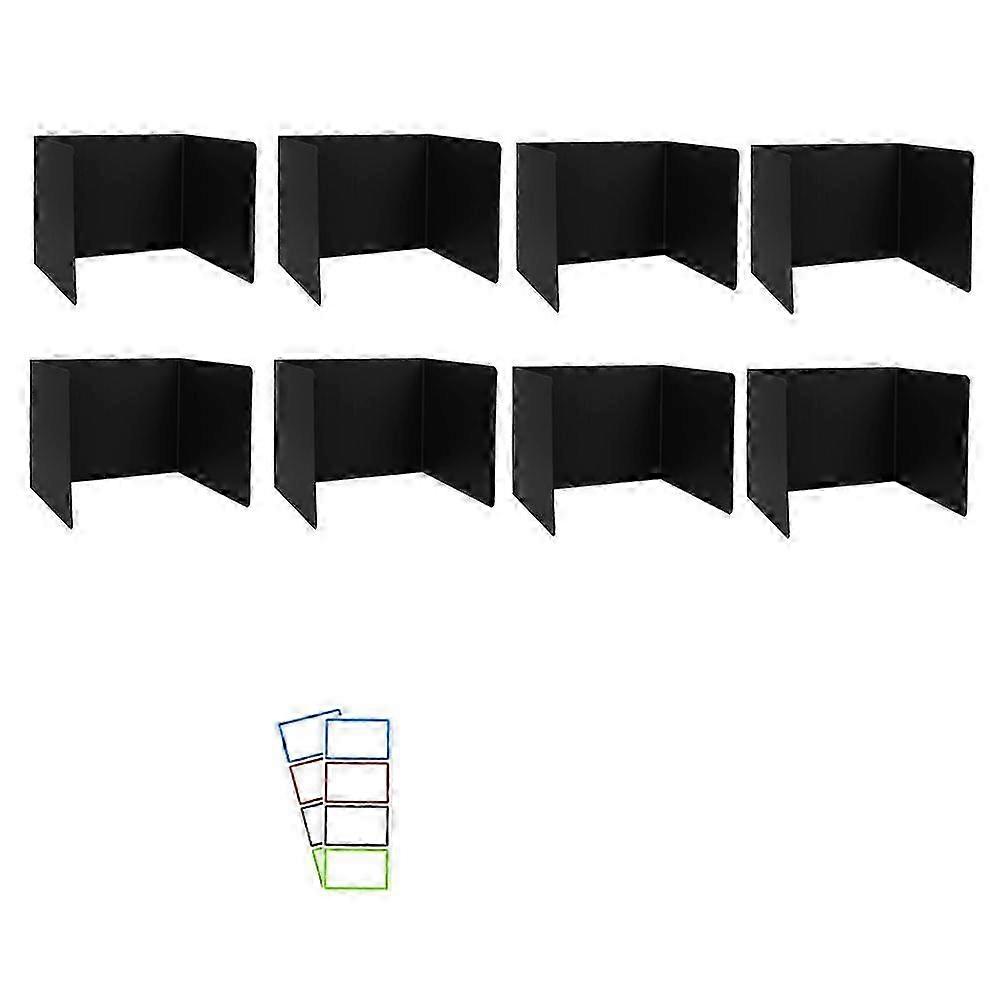 8 Pack Desk Dividers compatible with Students, Waterproof Plastic black