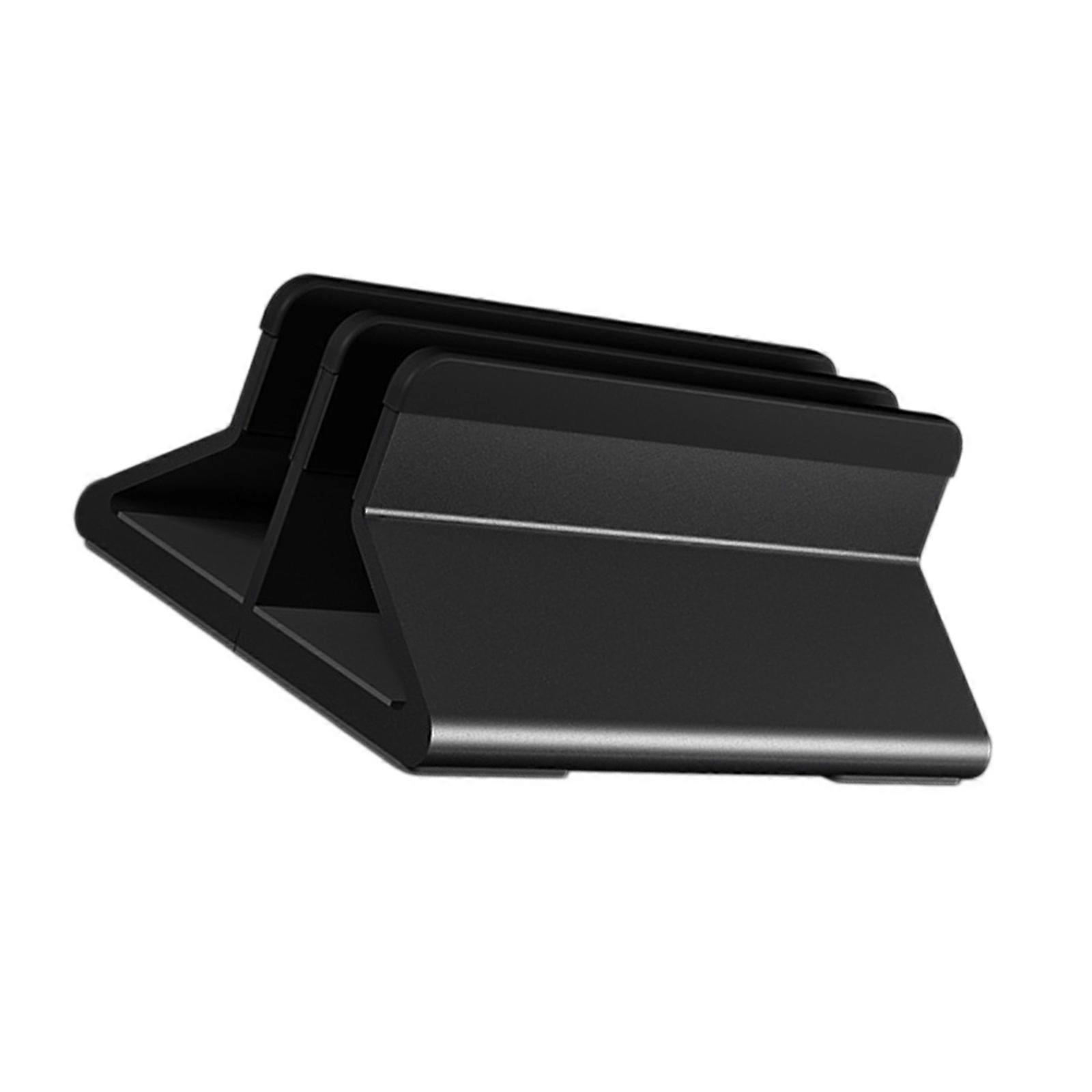 Aluminum Vertical Laptop Stand Adjustable Width Design For Secure 13 15 17Inch Computer Storage Holder  Black
